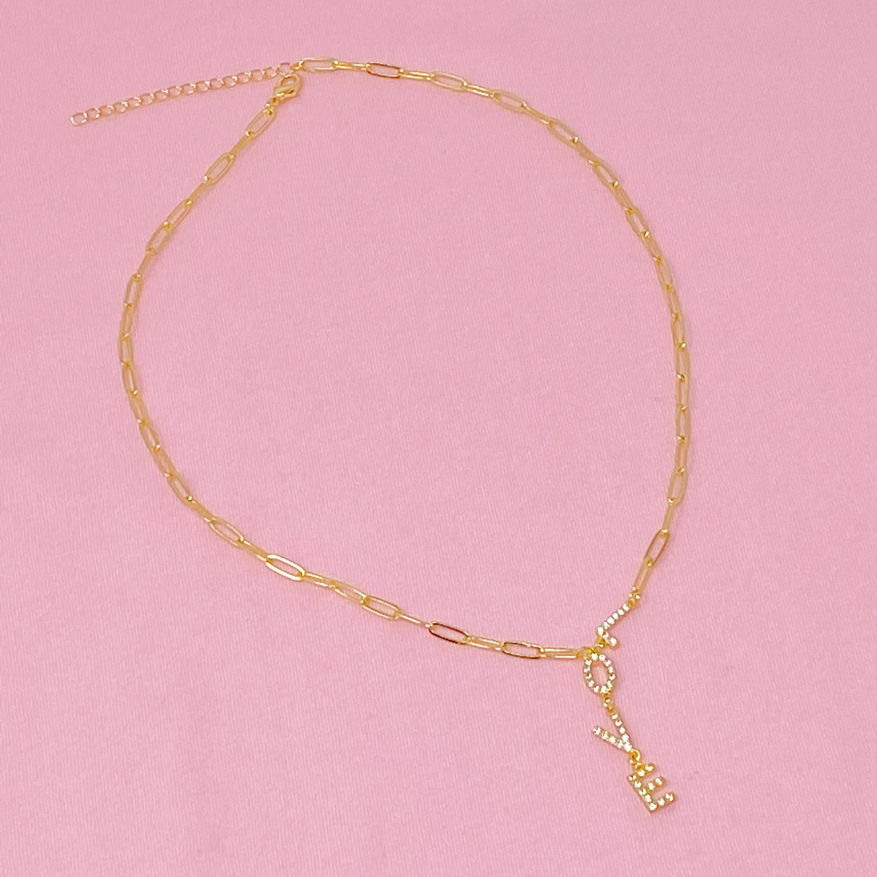 Gold Plated "LOVE" Dangle Necklace