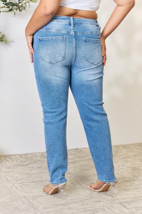 RISEN Medium Wash Mid-Rise Skinny Jeans