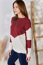 Load image into Gallery viewer, Hailey &amp; Co Color Block Dropped Shoulder Knit Top
