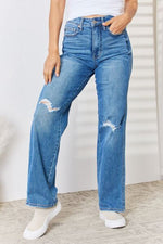 Load image into Gallery viewer, Judy Blue Distressed High Waist Straight-Leg Jeans
