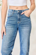 Load image into Gallery viewer, RISEN Medium Wash High Waist Straight Leg Jeans
