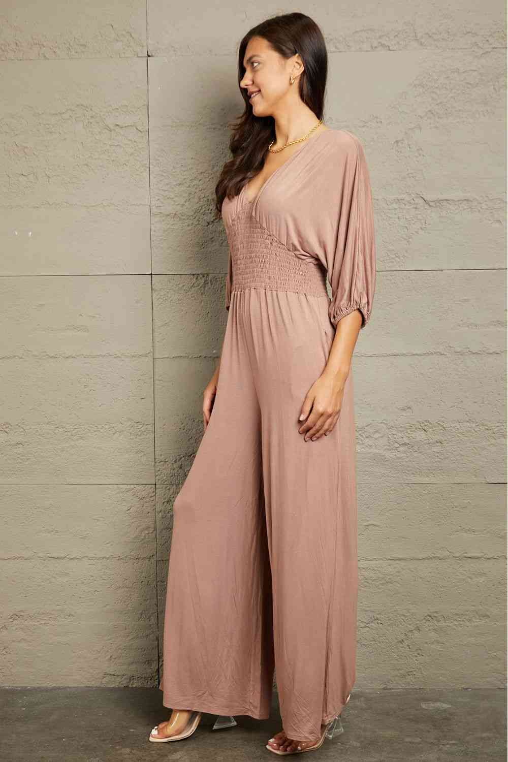 Culture Code Smocked Waist Stretch Knit Jumpsuit