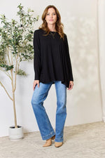 Load image into Gallery viewer, Zenana Round Neck Long Sleeve Top with Pocket

