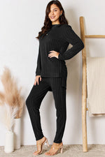 Load image into Gallery viewer, Basic Bae Ribbed Round Neck High-Low Tunic and Pants Set
