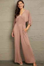 Load image into Gallery viewer, Culture Code Smocked Waist Stretch Knit Jumpsuit
