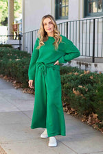Load image into Gallery viewer, Double Take Textured Long Sleeve Top and Drawstring Wide Leg Pants Set
