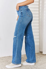 Load image into Gallery viewer, Judy Blue Distressed High Waist Straight-Leg Jeans
