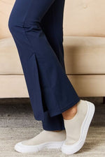 Load image into Gallery viewer, Kimberly C Navy Blue Wide Waistband Slit Flare Pants
