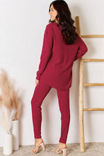 Load image into Gallery viewer, Basic Bae Ribbed Round Neck High-Low Tunic and Pants Set

