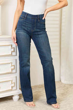Load image into Gallery viewer, Judy Blue Elastic Waist Slim Bootcut Jeans
