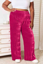 Load image into Gallery viewer, Double Take High Waist Tiered Velvet Wide Leg Pants
