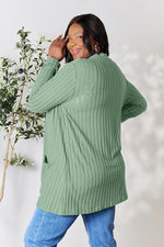 Load image into Gallery viewer, Basic Bae Ribbed Open Front Cardigan with Pockets

