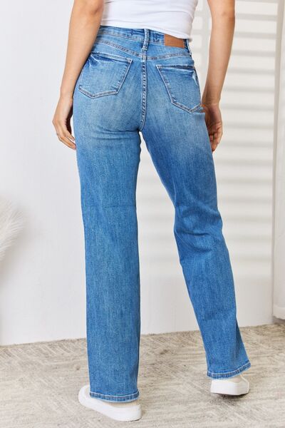Judy Blue Distressed High Waist Straight-Leg Jeans