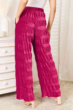 Load image into Gallery viewer, Double Take High Waist Tiered Velvet Wide Leg Pants
