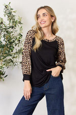 Load image into Gallery viewer, Celeste Leopard Round Neck Long Sleeve Knit Top
