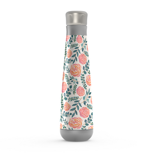 Watercolor Pink & Green Floral Water Bottle
