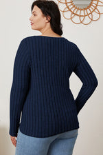 Load image into Gallery viewer, Basic Bae Ribbed V-Neck Long Sleeve Knit Top
