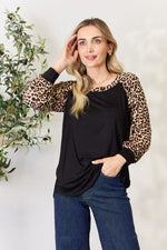 Load image into Gallery viewer, Celeste Leopard Round Neck Long Sleeve Knit Top
