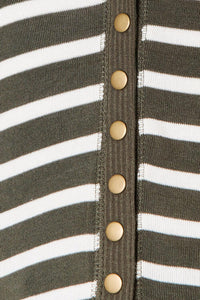 Zenana Striped Snap Front Cardigan