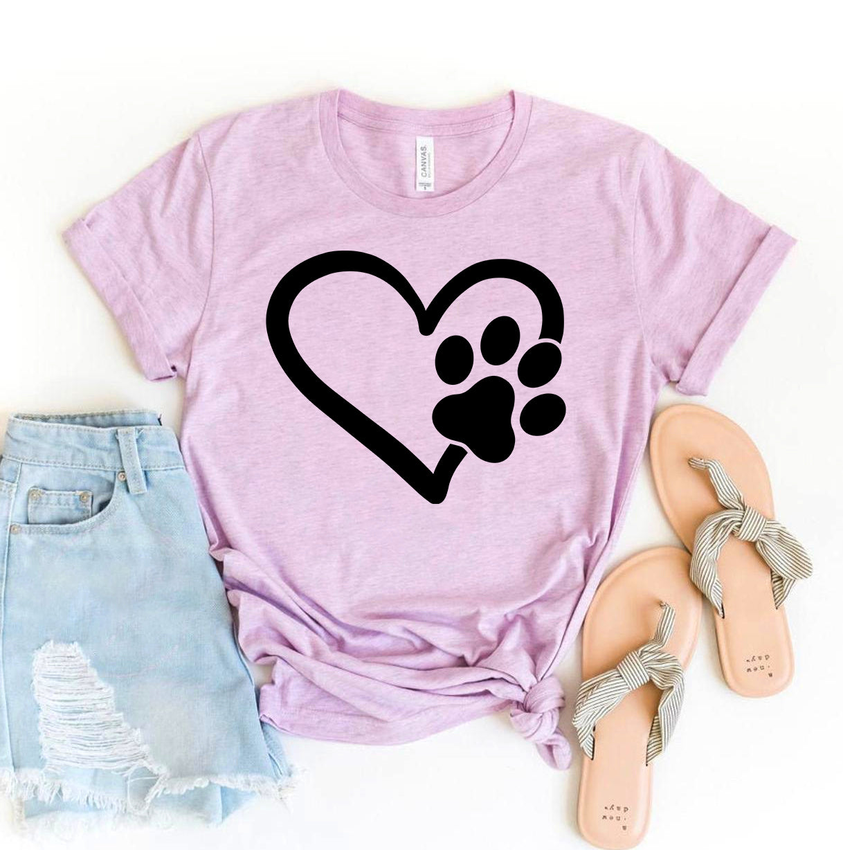 Paw Open Heart Graphic Print Tee