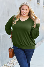 Load image into Gallery viewer, Basic Bae V-Neck Lantern Sleeve Knit Top

