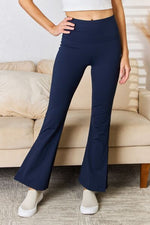 Load image into Gallery viewer, Kimberly C Navy Blue Wide Waistband Slit Flare Pants

