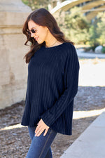 Load image into Gallery viewer, Basic Bae Ribbed Round Neck Long Sleeve Knit Tunic Top
