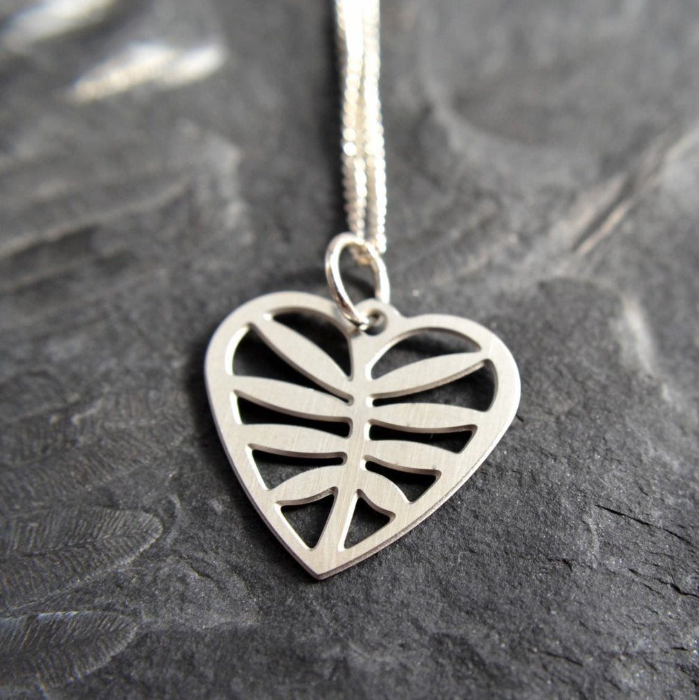 Organic Leafy Heart Pendant and Chain