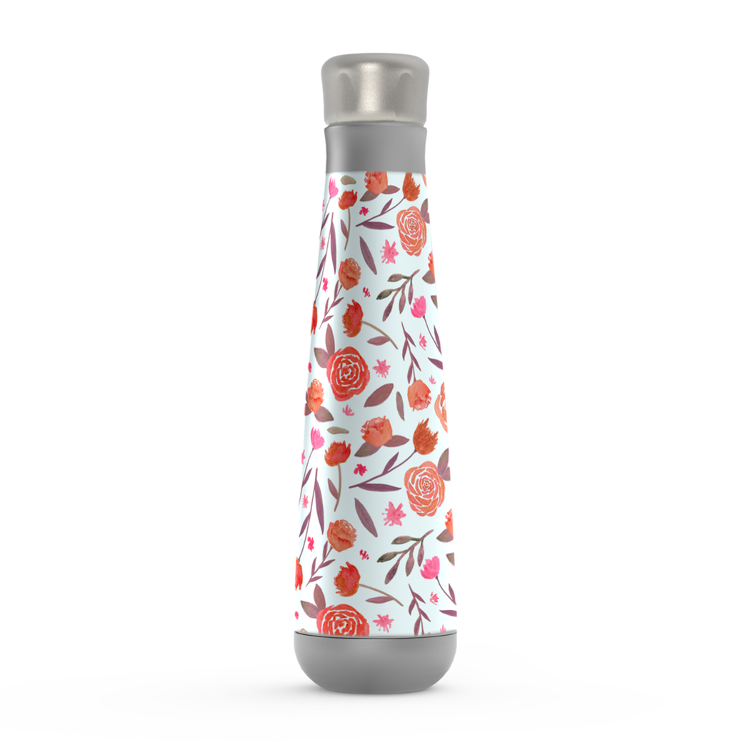 Red Floral Water Bottle